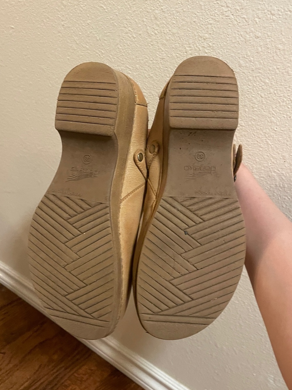 Dansko Tan Leather Clogs with Adjustable Side Buckle - Picture 4 of 4